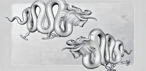 Concept drawing of a Flying Dragon for a theatrical show in Macau, illustrating Gear Factor's expertise in flying objects.